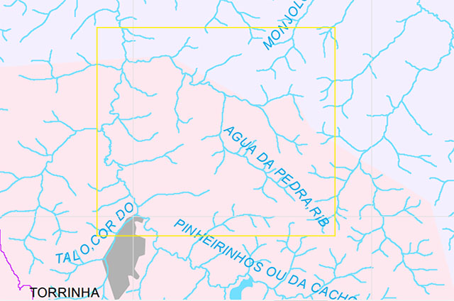 Mapa do Ribeirão Água da Pedra em Torrinha